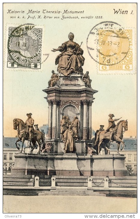 AUSTRIA . WIEN - Kaiserin Maria Theresia Monument  - 2 Scans  (VINTAGE POSTCARD) - Belvedere
