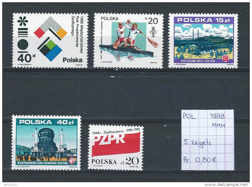 Polen 1988 5 Zegels Postfris/neuf/MNH - Unused Stamps