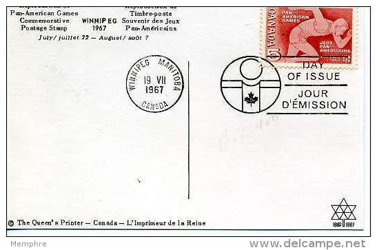 FDC CANADA  Jeux Pan-américains 1967  - Coureur  Y&amp;T 393 Scott 472 - 1961-1970