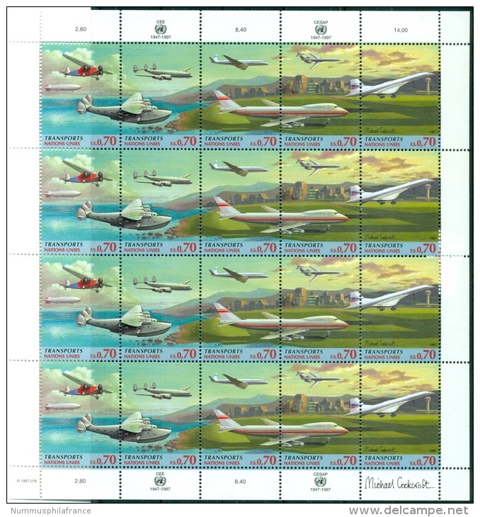 Nations Unies Géneve 1997 - Michel N. 314/18 -  Feuillet "Transports" - Neufs