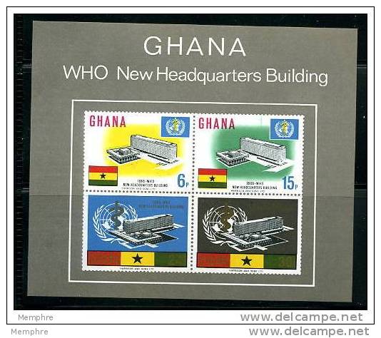 GHANA 1966  New WHO Headquarters  Souvenir Sheet Scott 250a MNH ** - Ghana (1957-...)