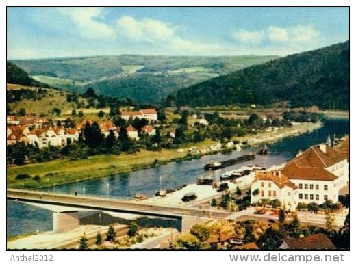 Eberbach Neckar Baden Frachter Kahn Brücke Campingplatz 60er - Eberbach