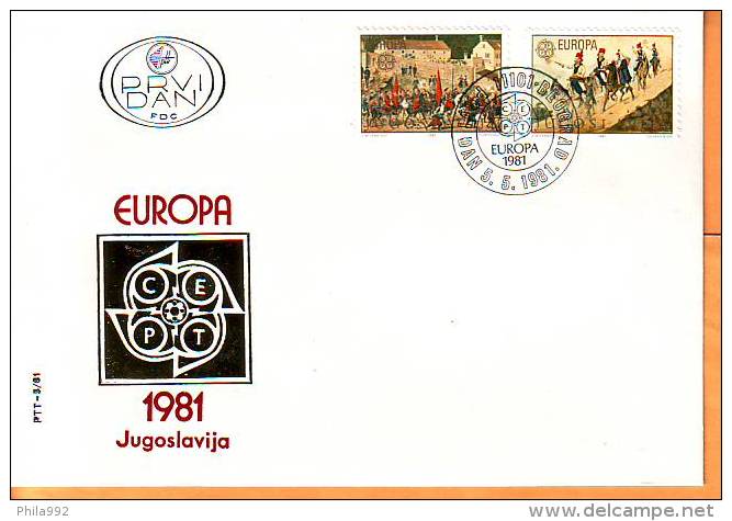 Yugoslavia 1981 Y FDC Europa Cept Folklore  Mi No 1883-84 Postmark Beograd  05.05.1981. - FDC