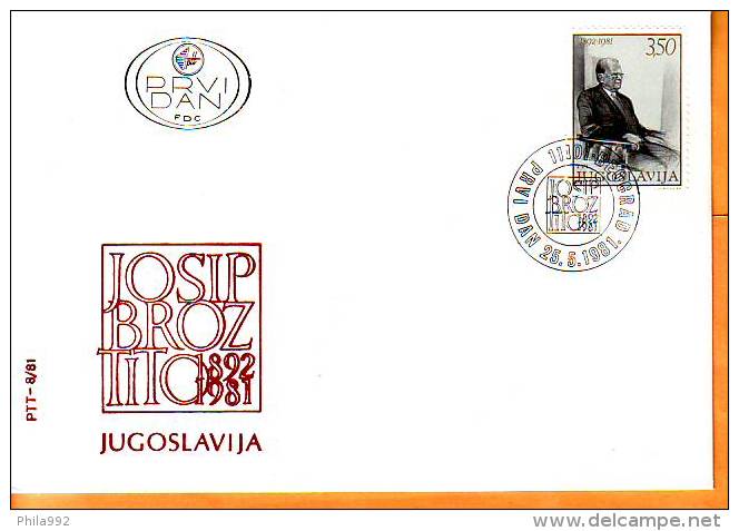 Yugoslavia 1981 Y FDC Famous Persons Josip Broz Tito  Mi No 1886 Postmark Beograd  25.05.1981. - FDC