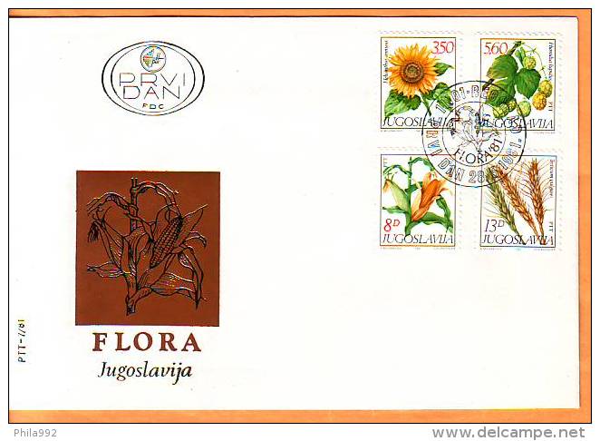 Yugoslavia 1981 Y FDC Flora Plants  Mi No 1887-90 Postmark Beograd  28.05.1981. - FDC