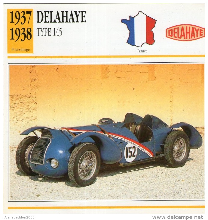 Fiche Technique Voiture DELAHAYE TYPE 145 - Cars