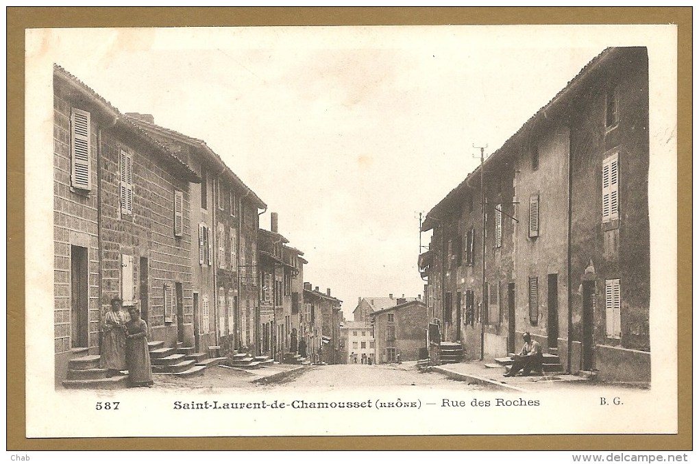 587  SAINT LAURENT DE CHAMOUSSET (Rhône) -- Rue Des Roches - écrite 1914 - Saint-Laurent-de-Chamousset
