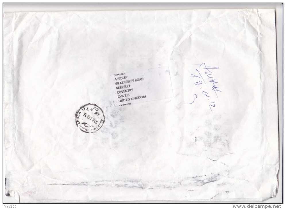 SNOWMAN, QUEEN ELISABETH 2ND, STAMPS ON COVER, 2012, UK - Cartas & Documentos