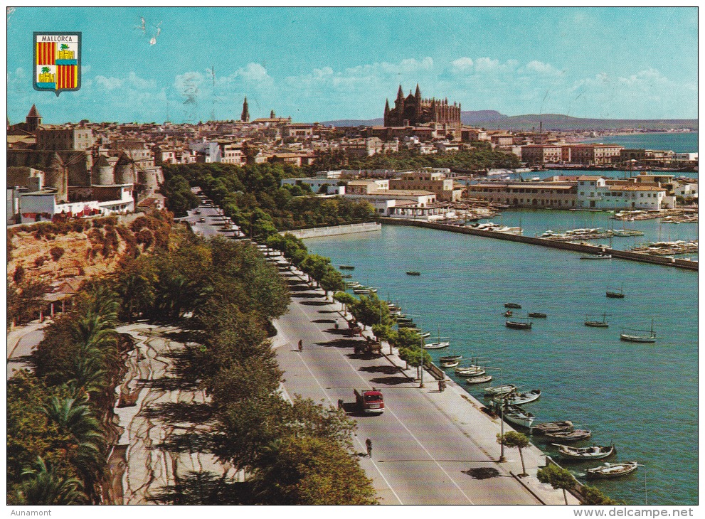 España--Mallorca--1962--Vista Desde El Paseo Maritimo--Molinos--Fechador-Palma-a,Cherbourg, Francia - Molinos De Viento