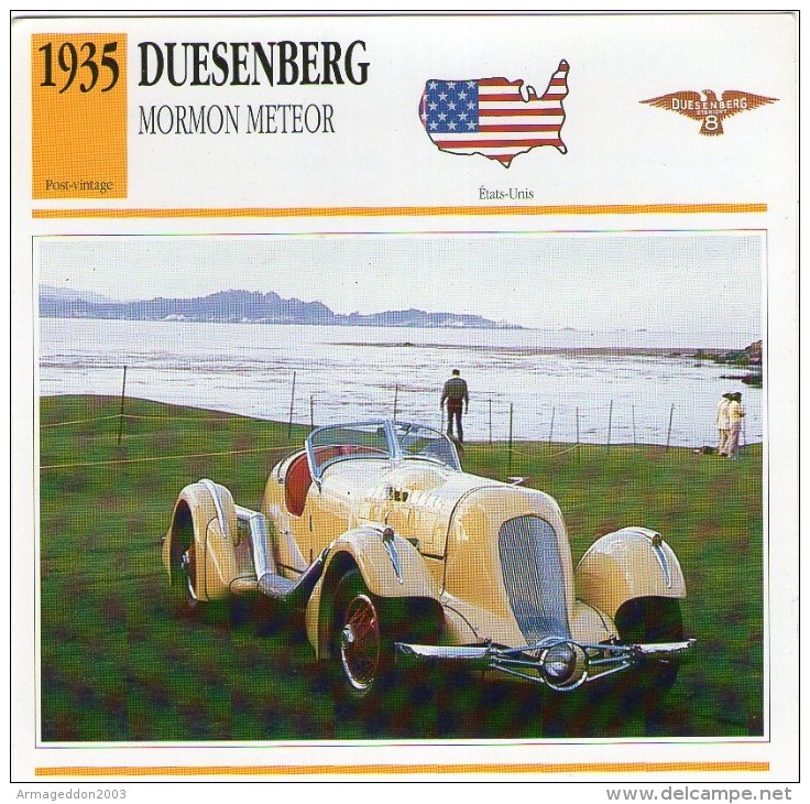 Fiche Technique Voiture 1935 DUESENBERG MORMON METEOR - Voitures