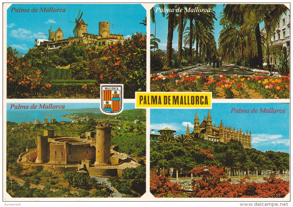 España--Mallorca--1987-Varias Vistas--Molinos--Castillo--Catedral----Fechador--Palma ,a Zellik,Belgica - Molinos De Viento