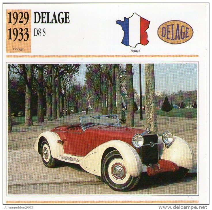 Fiche Technique Voiture 1929 / 1933 DELAGE D8S - Voitures