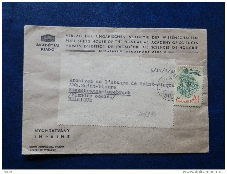 40/298    LETTRE  HONGRIE POUR LA BELG. - Covers & Documents