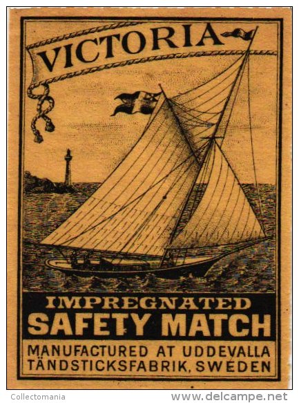 PASSAGIERSCHEPEN   6 Match Box Labels  Boats Victoria The Torpedo - Matchbox Labels