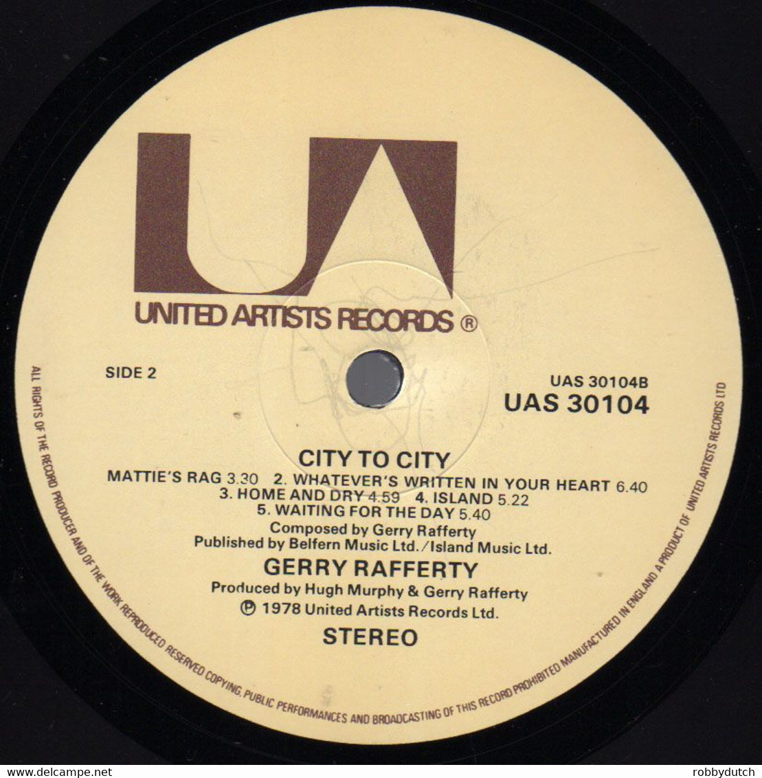 * LP *  GERRY RAFFERTY - CITY TO CITY (England 1978) - Rock