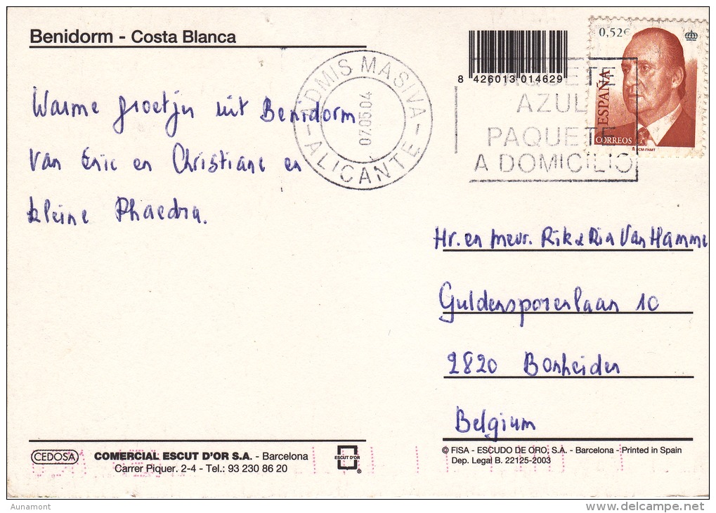 España--Alicante--2004--Benidorm- Varias Vistas Y Plano--Franqueo -ADMIS MASIVA-Alicante - Mapas