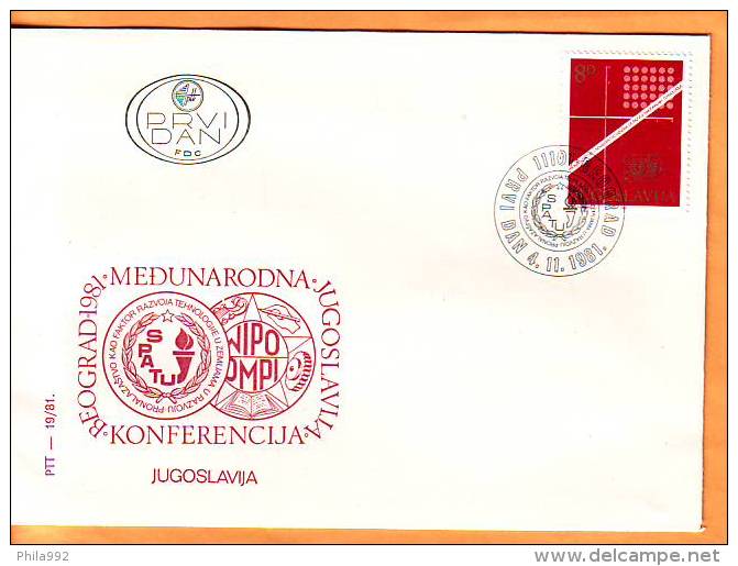 Yugoslavia 1981 Y FDC Conference Technology  Mi No 1907 Postmark Beograd  04.11.1981. - FDC