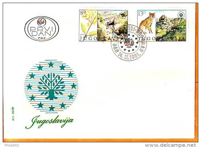 Yugoslavia 1981 Y FDC Nature Protection  Mi No 1908-09 Postmark Beograd  14.11.1981. - FDC