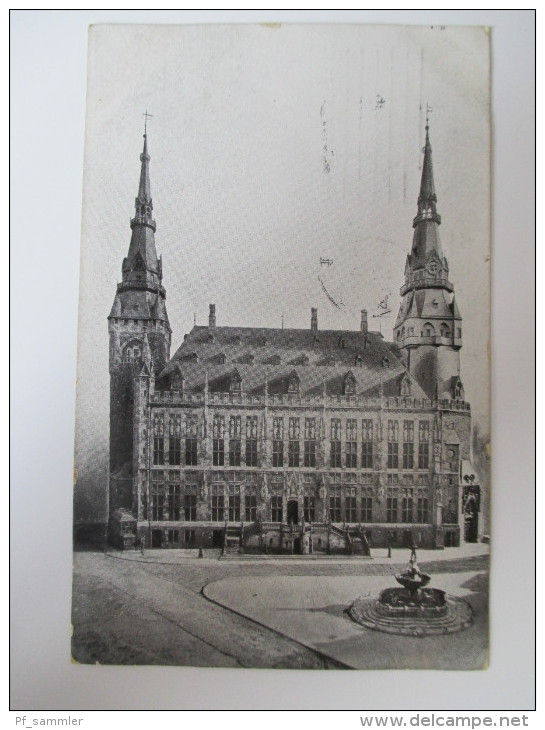 AK / Bildpostkarte Feldpost 1916 Aachen Rathaus Vorderfront Verlag Adolf Busch, Kunstalstalt Aachen - Aachen