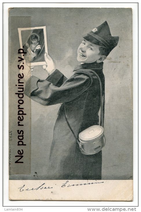 - 3782 - Enfant - Garçon En Militaire, Uniforme, Précurseur, Mignon, CPA Italienne, écrite, 1903, TBE, Scans. - Humorvolle Karten