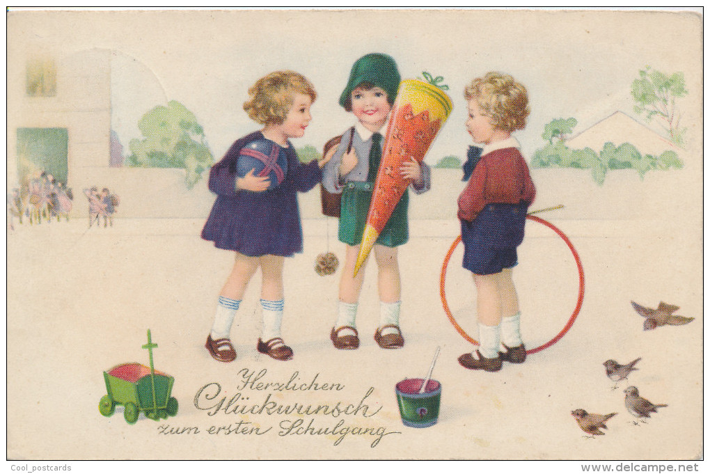 BAUMGARTEN, CHILDREN, FIRST DAY OF SCHOOL,  Near EX Cond. PC, Used,  1935 - Baumgarten, F.