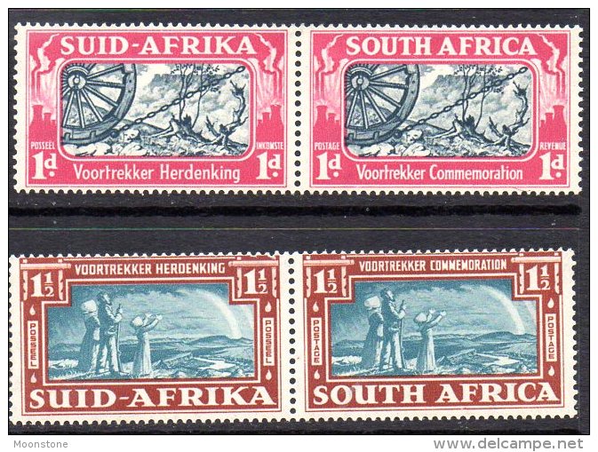 South Africa GVI 1938 Voortrekker Commemoration Joined Pairs Set Of 2, Hinged Mint - Neufs