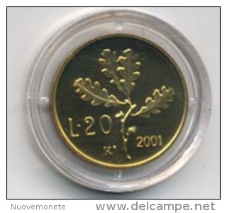 ITALIA MONETA DA 20 LIRE RAMO DI QUERCIA 2001 PROOF DA DIVISIONALE - 20 Lire