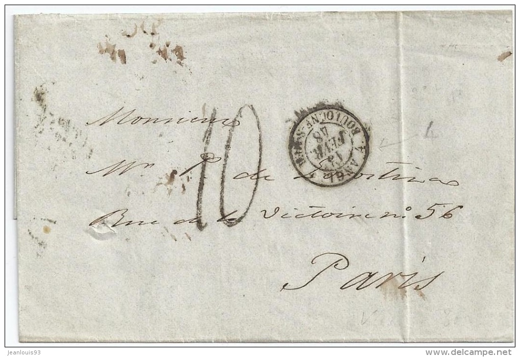 GRANDE-BRETAGNE - LETTRE GB POUR PARIS BOULOGNE SUR MER 1848 - ...-1840 Prephilately