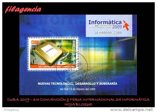 USADOS. CUBA. 2009-06 XIII CONVENCIÓN & FERIA INTERNACIONAL DE INFORMÁTICA. HOJA BLOQUE - Oblitérés