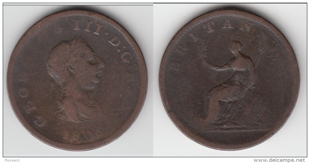 **** GRANDE-BRETAGNE - GREAT-BRITAIN - 1/2 PENNY 1806 - HALF PENNY 1806 GEORGE III **** EN ACHAT IMMEDIAT !!! - B. 1/2 Penny