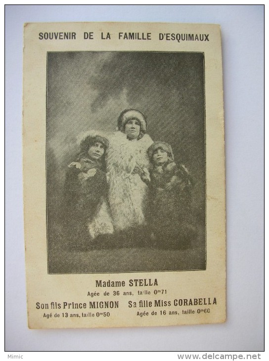 Souvenir De La Famille D'Esquimaux. Madame Stella Agée De 38 Ans Taille 0m 71. Sa Fille Corabella - Silhouettes