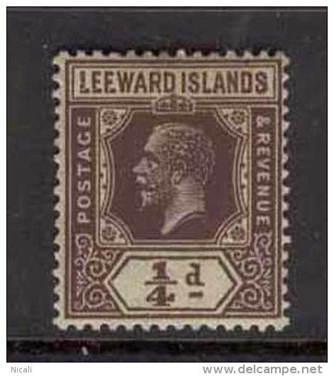 LEEWARD IS 1921 1/4d Brown (Farthing) KGV HM SG 58 BN25 - Leeward  Islands