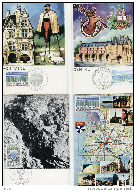 REGIONS Yvert N° 1863, 64, 65, 65A,et 66) 8 Cartes Maximum - Lots & Serien