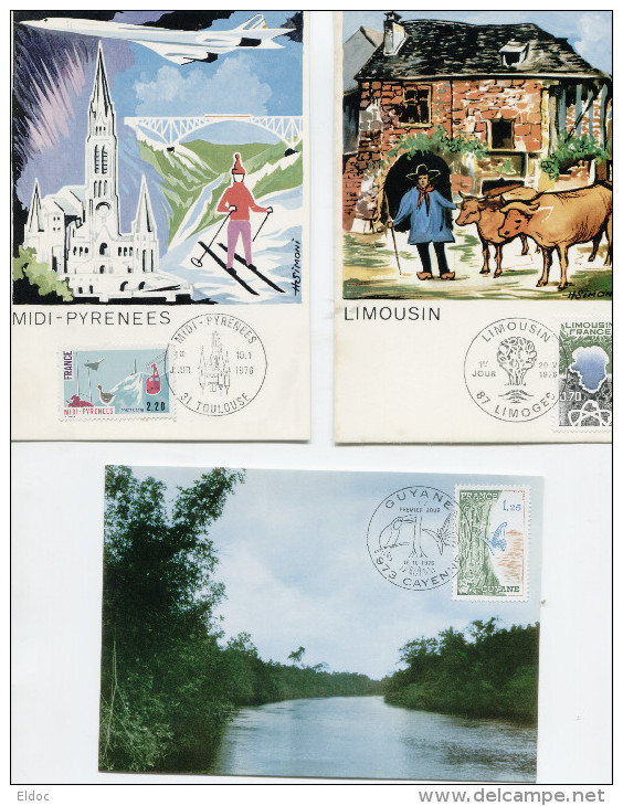 REGIONS Yvert N° 1863, 64, 65, 65A,et 66) 8 Cartes Maximum - Collections, Lots & Series