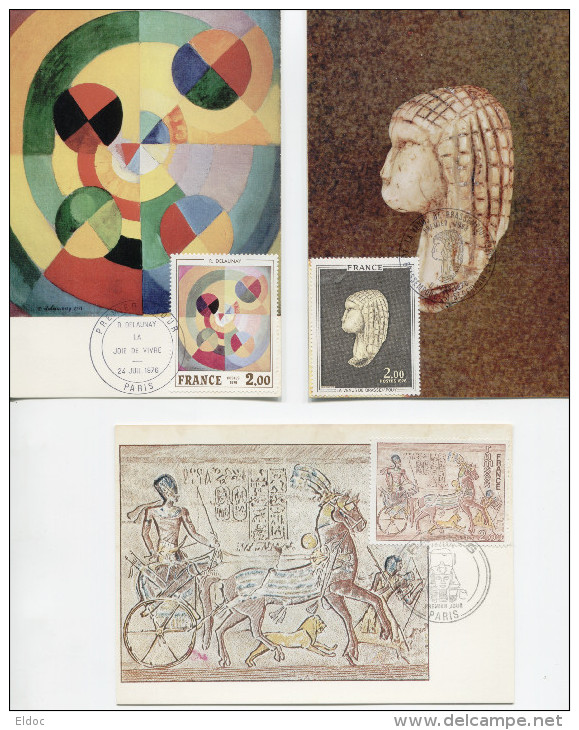 TABLEAUX 1976 Yvert N° 1868, 69, 99, 1900, 01 5 Cartes Maximum - Colecciones & Series