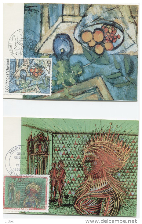 TABLEAUX 1976 Yvert N° 1868, 69, 99, 1900, 01 5 Cartes Maximum - Colecciones & Series