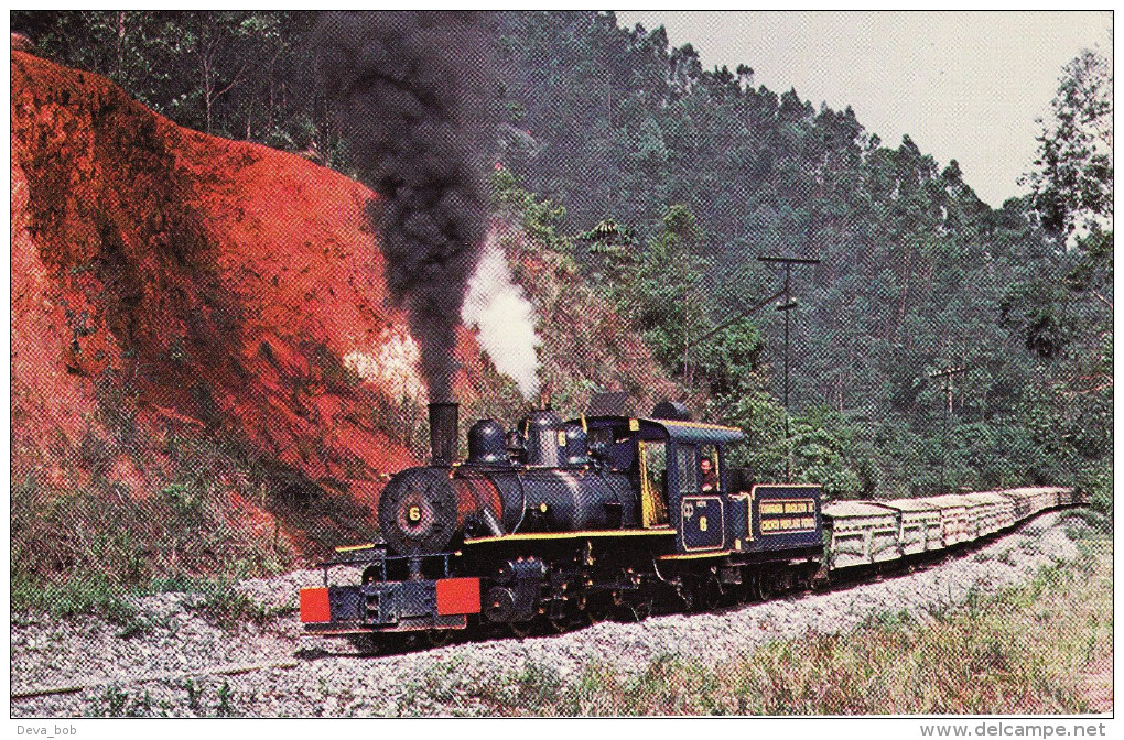 Railway Postcard Brazilian 2-6-2 6 CAJAMAR Sau Paulo Brazil 1978 2' Gauge Loco - Trenes