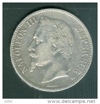Pièce 5 Francs  Argent , Empire Français , Année 1868  ( Voir Le Port ) - Pic1802 - 5 Francs