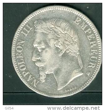 Pièce 5 Francs  Argent , Empire Français , Année 1869  ( Voir Le Port ) - Pic1803 - 5 Francs
