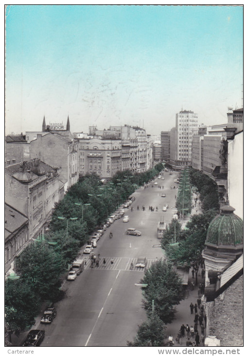 BELGRADE 1961,capitale De La Serbie,terazile,centre Ville,tram,avec Timbre Jugoslavija - Serbia