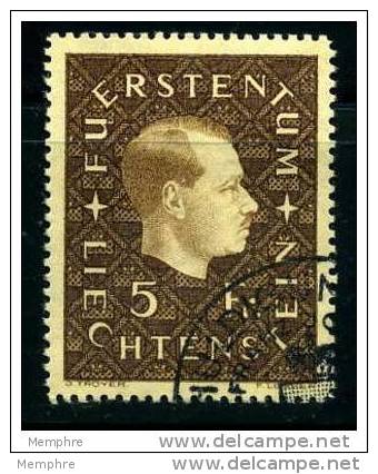 1939  Prince Franz Joseph II  5 Fr.  Mi Nr 185 - Oblitérés