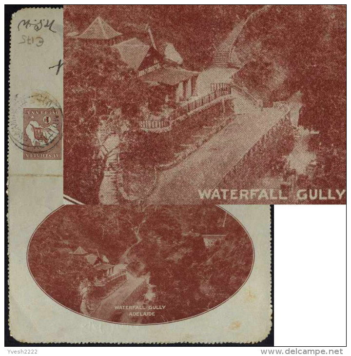 Australie 1914. Carte-lettre. Oblitération Militaire Military Encampment. Camp Militaire Broadmeadows. Waterfall Gully - Berge