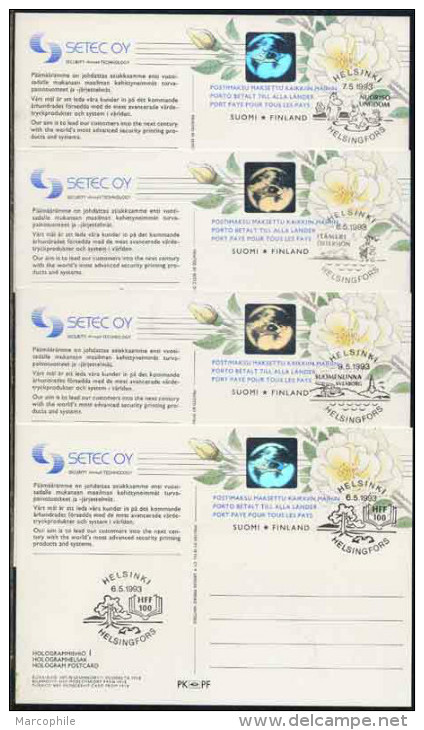 HOLOGRAMME / FINLANDE 1993 SERIE DE 4 ENTIERS POSTAUX (ref 4880) - Hologramas