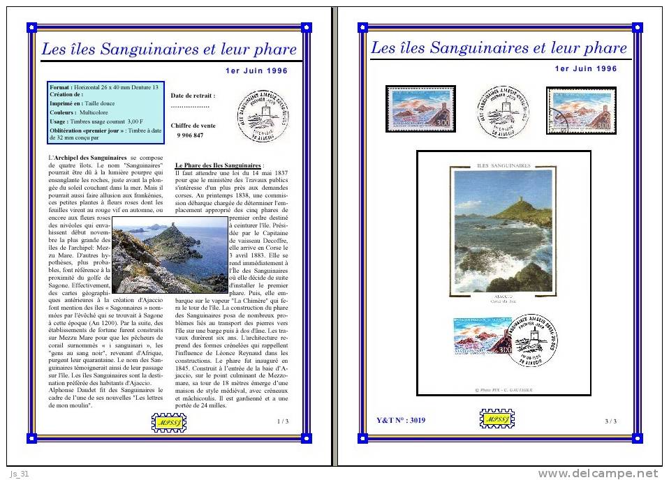 Planche Album Expo : France 1996 : 3019  Les Iles Sanguinaires Et Leur Phare - Afgedrukte Pagina's