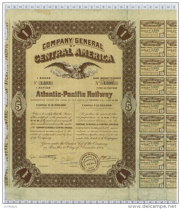 Company General Of Central America Atlantic-Pacific Railway - Chemin De Fer & Tramway