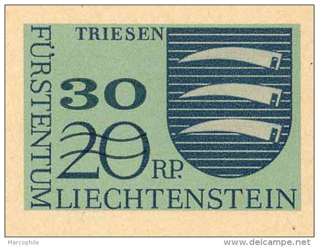 LIECHTENSTEIN - TRIESEN /  1973 ENTIER POSTAL ILLUSTRE SURCHARGE / 3 IMAGES (ref 4783) - Entiers Postaux