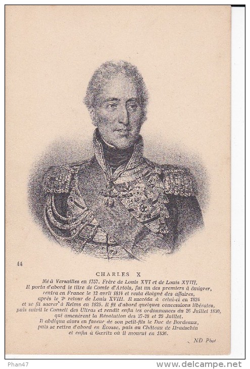 Charles X Comte D'Artois, Roi De France, Frère De Louis XVI Et De Louis XVIII, - Personnages Historiques