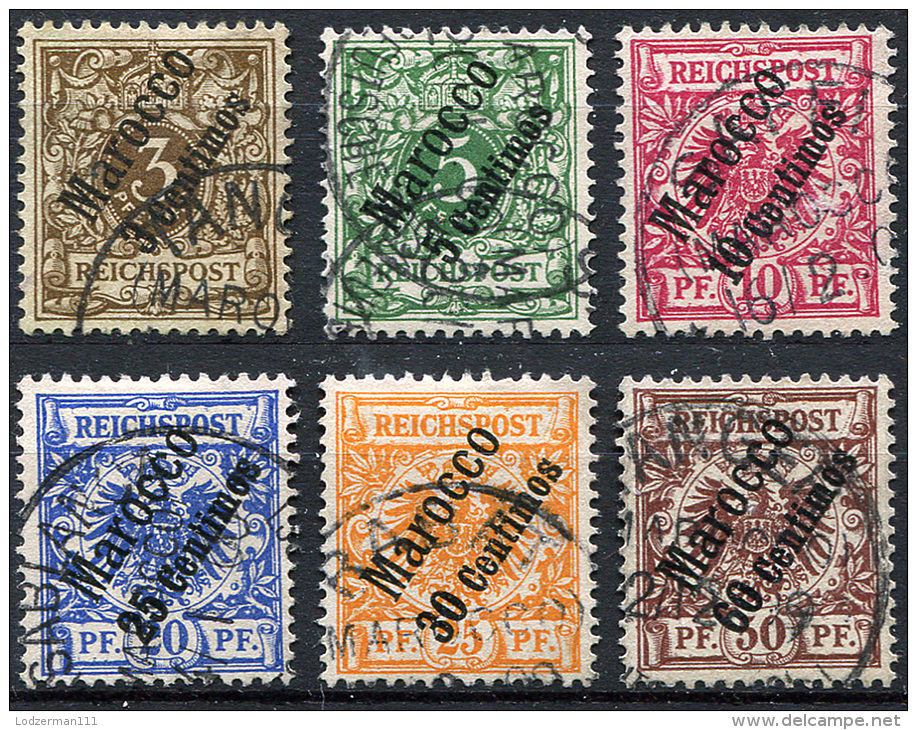 MOROCCO 1899 - Mi.1-6 (Yv.1-6, Sc.1-6) Compl. Set Used (perfect) VF - Marocco (uffici)