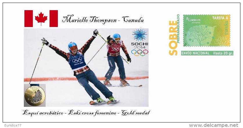 Spain 2014 - XXII Olimpics Winter Games Sochi 2014 Gold Medals Special Prepaid Cover - Marielle Thompson - Winter 2014: Sochi