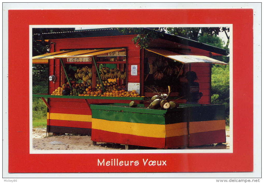 Marchand De Fruits--Baraque--Meilleurs Voeux Des Antilles--cpm N°616 éd Ducange---Belle Carte Animée - Mercanti
